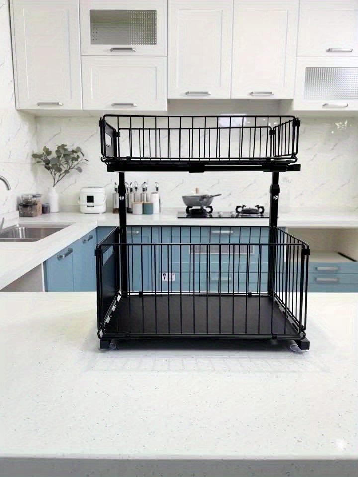 Under-Sink Organizer, Two-Tier Sliding Cabinet Shelf for Storage