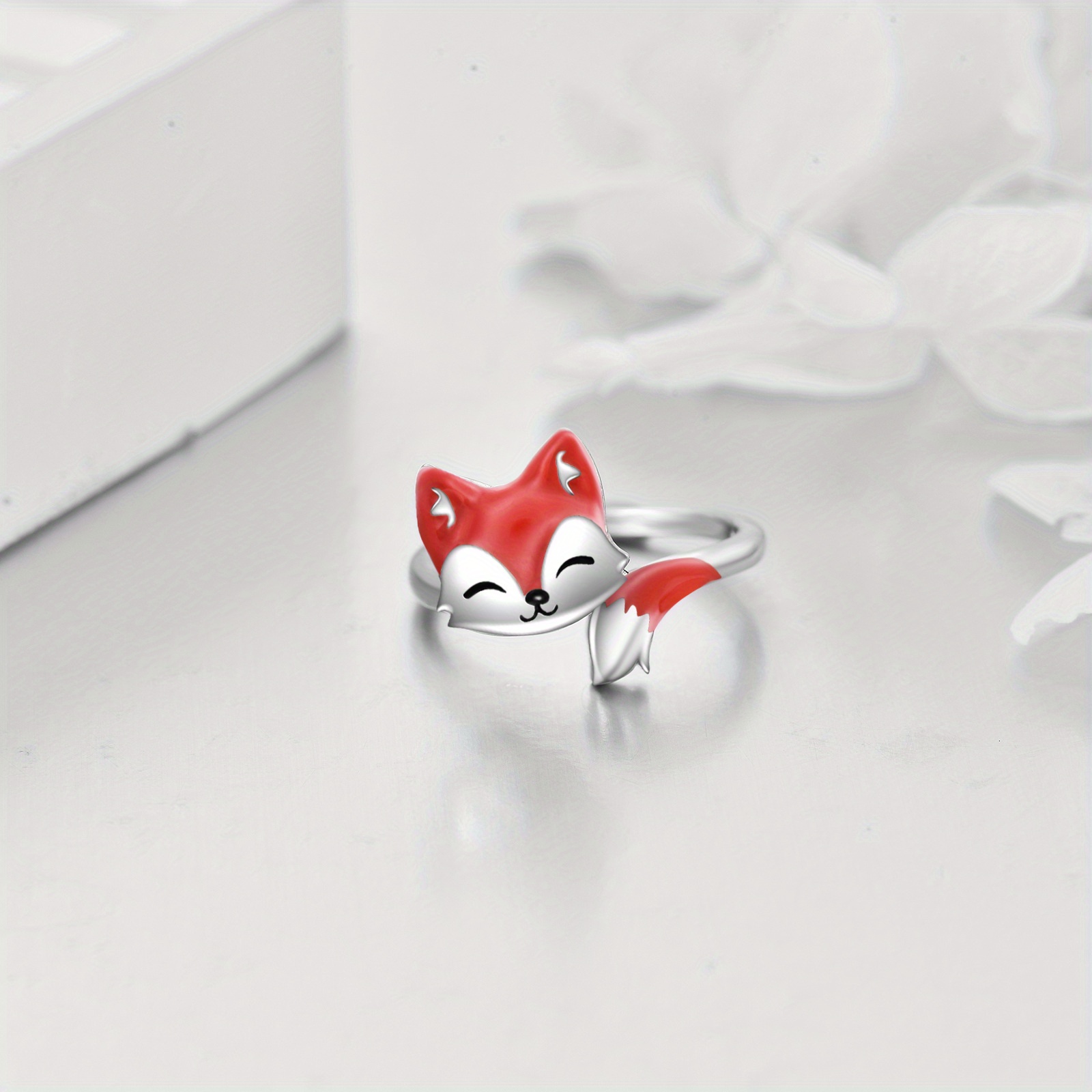 YFN Fox Spinner Ring 925 Sterling Silver Fidget Ring for Anxiety