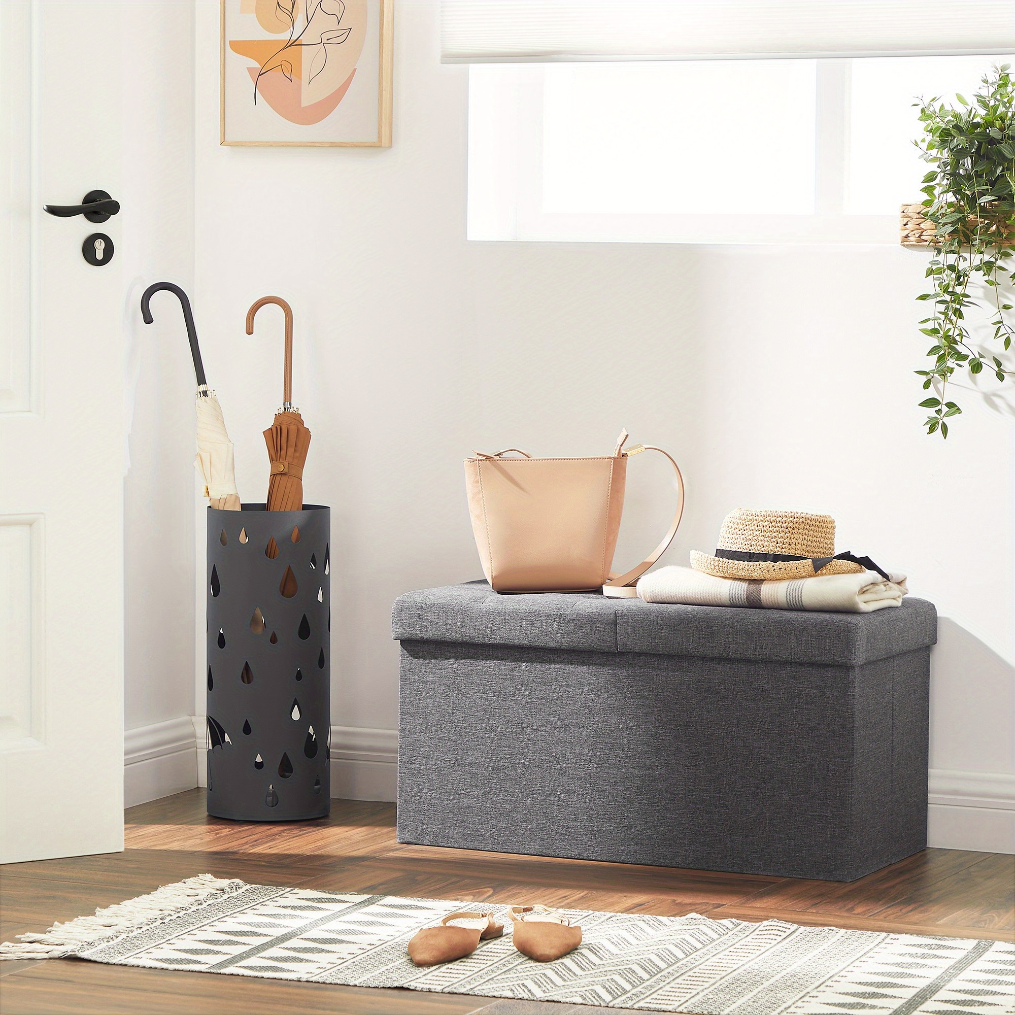 E-shop Aufbewahrungsbank Faltbarer Koffer Aufbewahrungsbehälter 38 X 76 X 38 Cm Faltbarer Deckel Max. Belastung 300 Kg Für Flur Wohnzimmer Schlafzimmer
