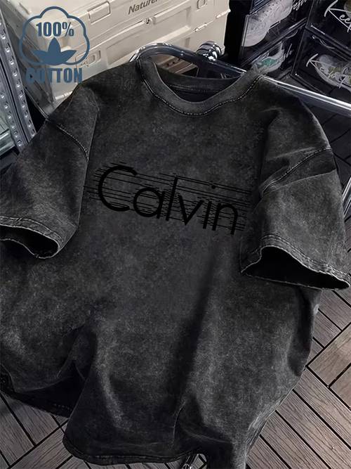 mens fashion printed on dark washed cotton shirt dark gray vintage washed t shirt cheap mens clothing fashion trend 100 cotton mens t shirt comfortable fabric essential for going out shoulder loose and comfortable street