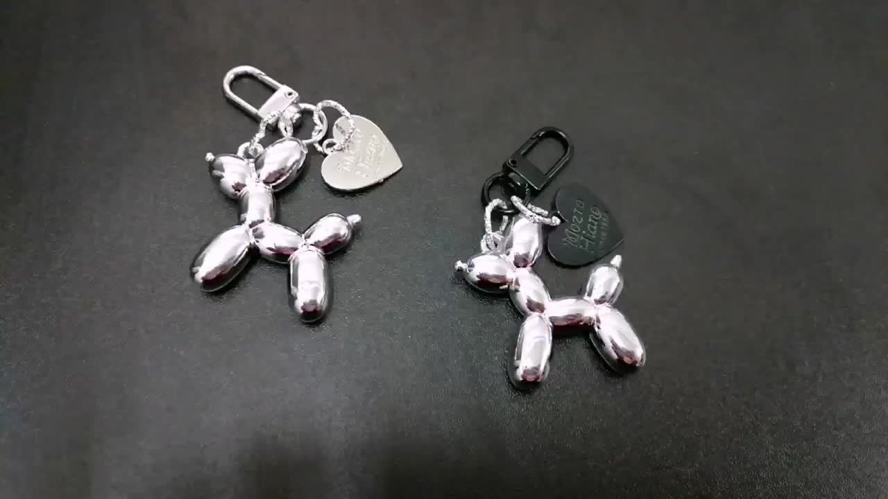 Resin Simulation Dog Keychain Silver Bell Trinket Girl Boy Couple