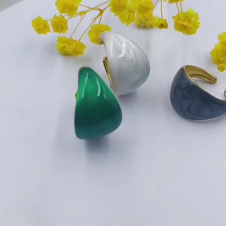 Enamel Drip Glaze Stainless Steel Open Ring