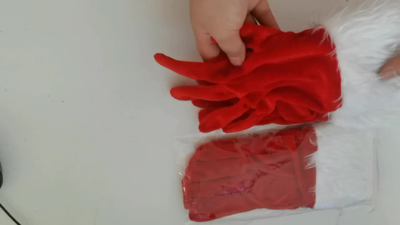 Christmas Red Velvet Gloves Santa Claus Gloves With White - Temu