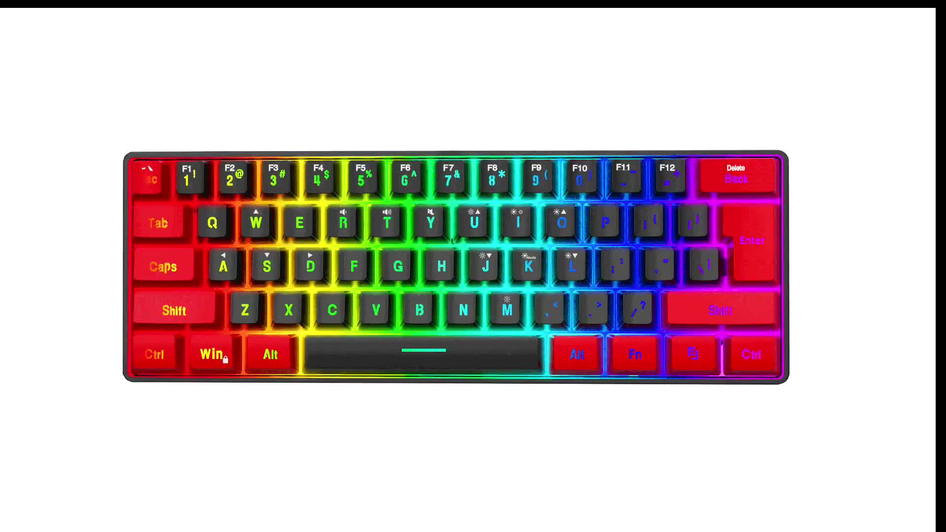 Snpurdiri Mini-clavier de jeu filaire 60 %, petit clavier à membrane  rétroéclairée RVB, ultra compact, étanche pour PC, gamer, blanc et noir