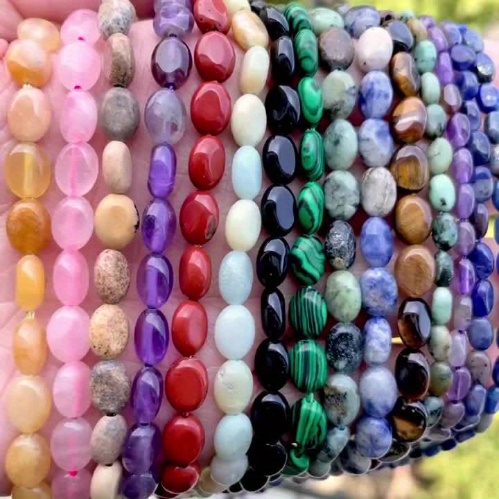 6x8mm Natural Egg Shape Stone Beads for DIY Jewelry Making