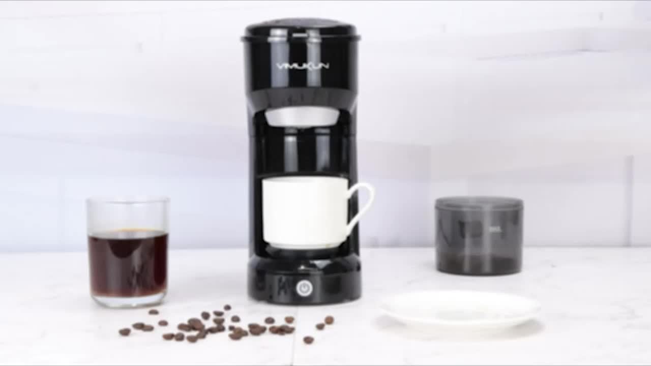  wirsh Cafetera de una sola porción: cafetera pequeña con  temporizador programable y pantalla LCD, cafetera de una sola taza con 14  onzas. Taza de viaje y filtro de café reutilizable, cafetera