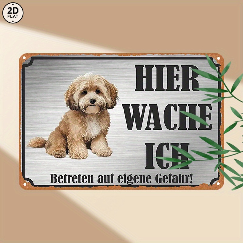 TEMU 2D Flat - 【2D Flat】 [2D FLAT] 1 Stück Vintage Metall Blechschild 30X20Cm (12X8 Zoll) - Niedliche Welpen Hunde "ICH Beobachte Dich" Wandkunst mit