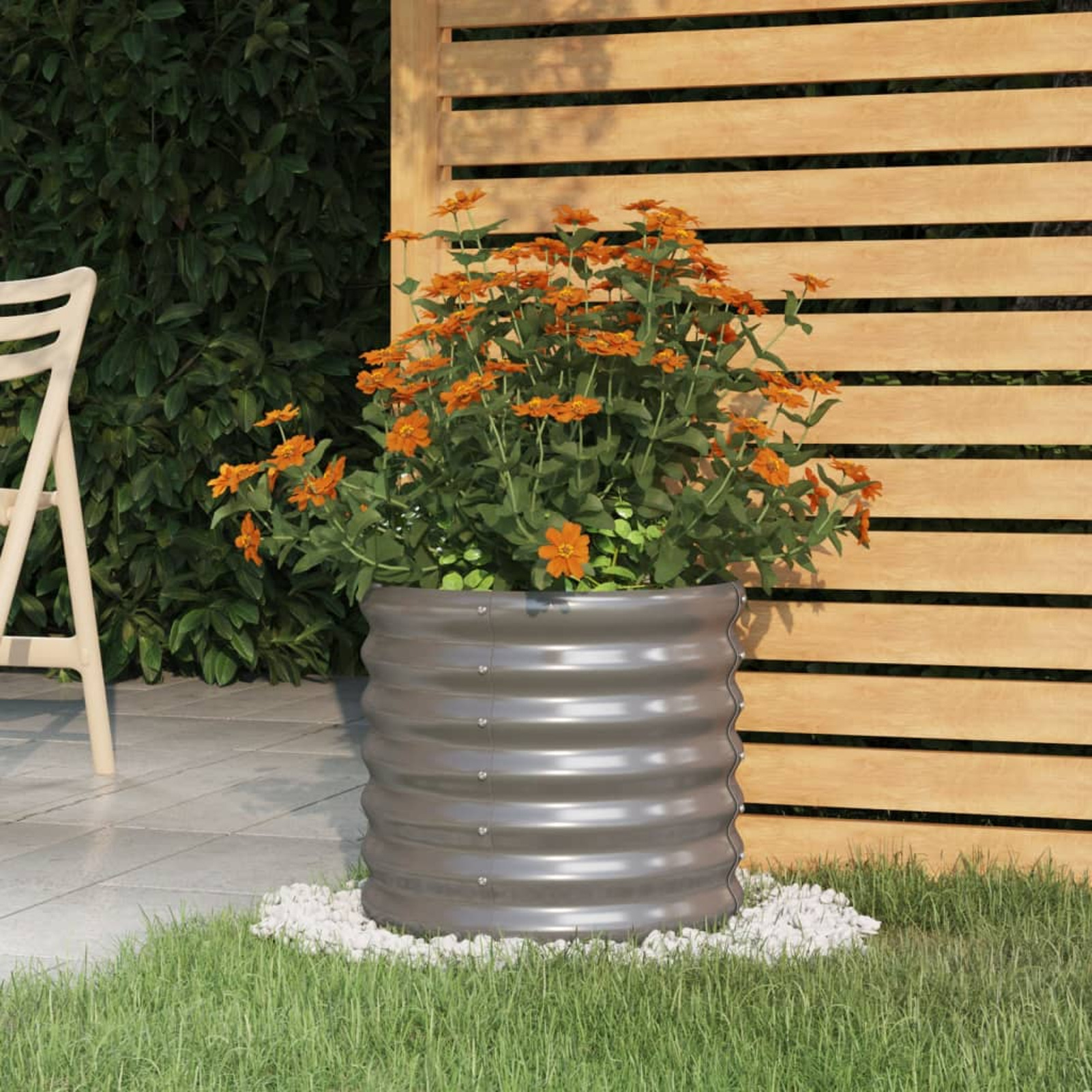 Plant Pot Powder-coated Steel 40x40x36cm Grey