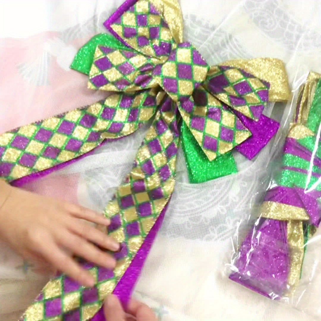 4 Purple Mardi Gras Ribbon Hair Bow – Magnificent Treasures Bows