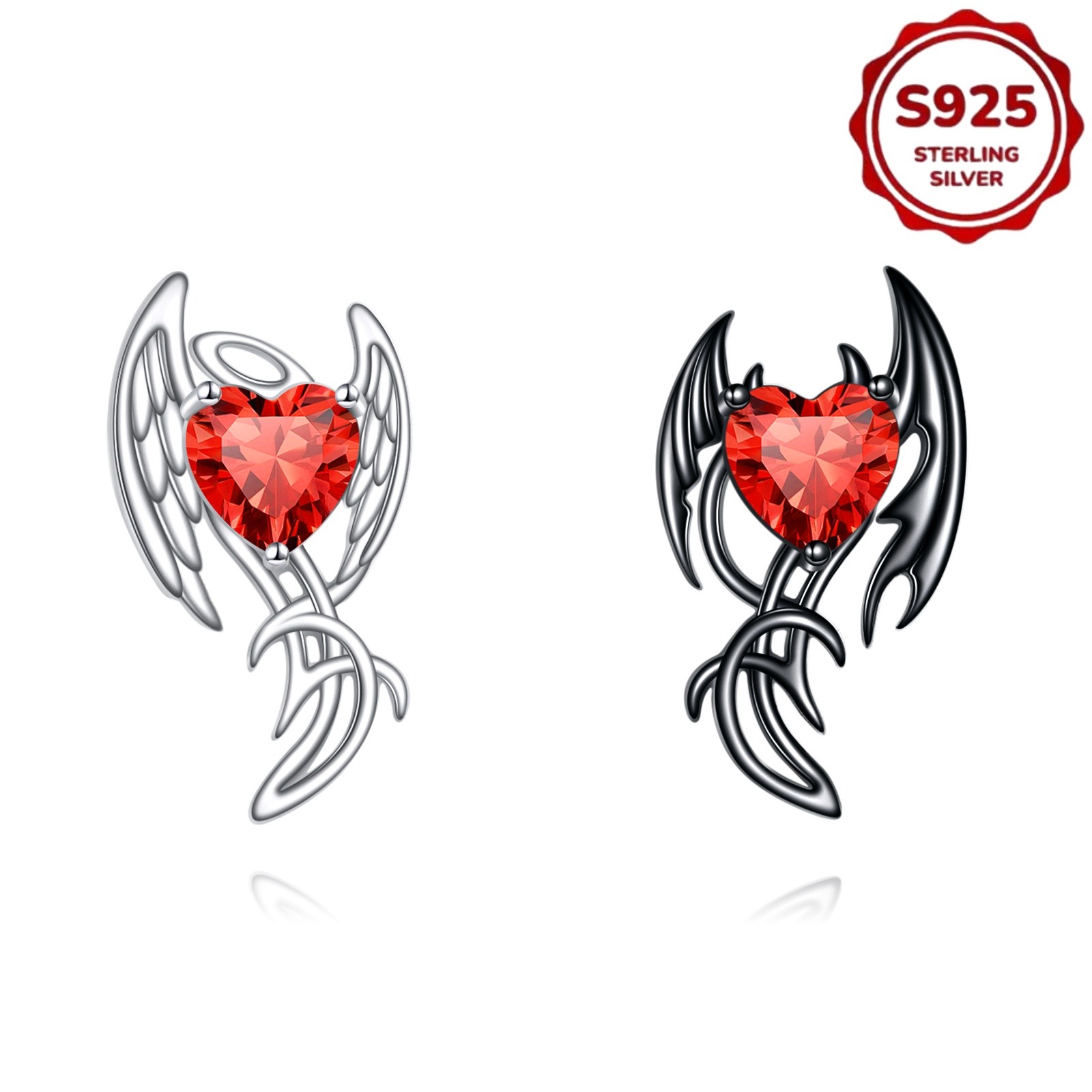 Image of 925 Sterling Silver Synthetic Zirconia And Devil Earrings For Everyday Men And Women, Birthday Presents, Christmas Gifts, Meaningful Gifts, For