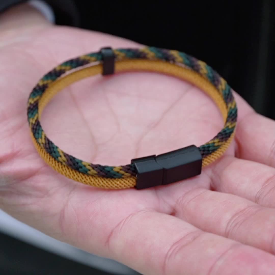 Men's Handmade Woven Bracelet, Detachable Clasp, Outdoor Style