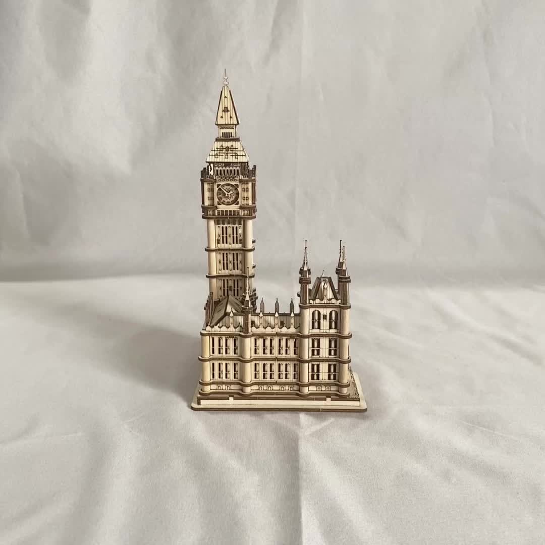 3D Wooden Big Ben Puzzle, DIY Desktop Model Kit