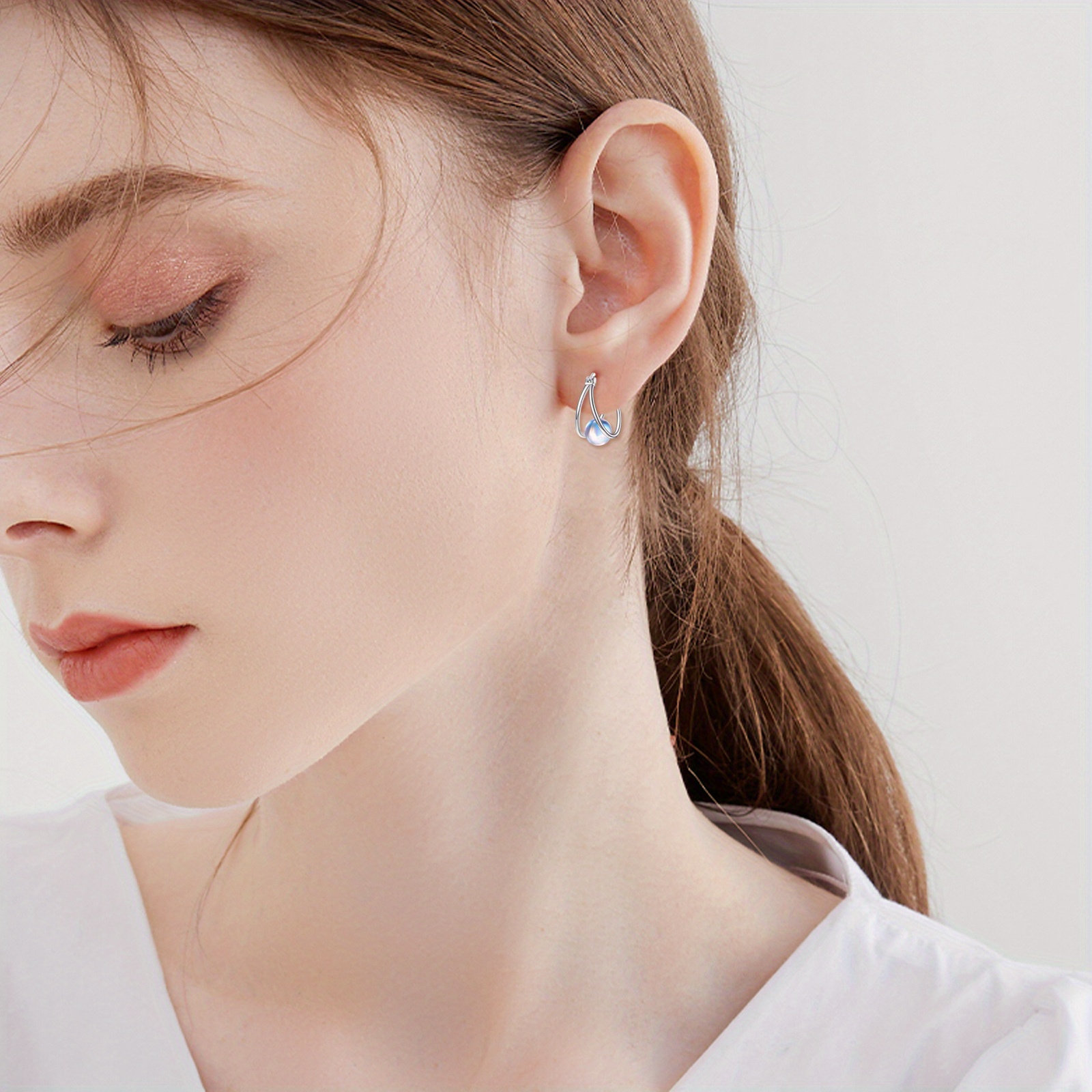 synthetic   earrings for women 925 sterling silver double hoop earrings synthetic   jewelry gemstone hoop earrings Product details 4