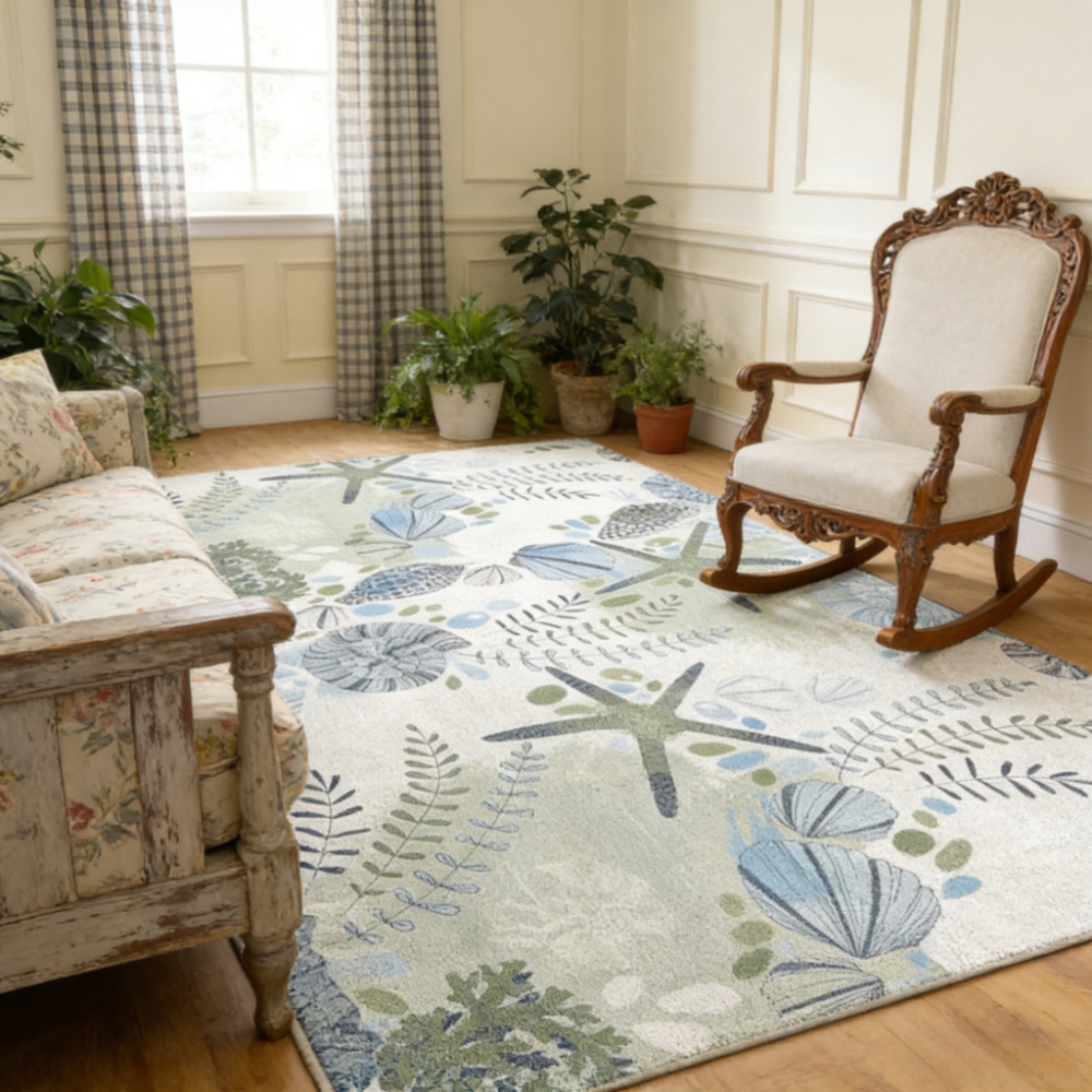 Temu – TEMU Seashell Starfish Pattern Area Rugs Velour Mat Area Rugs Products Rug Under Bed Washable Rugs Outdoor Carpet Home Decor Machine Washable Large