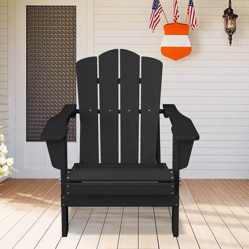 hdpe all weather folding plastic adirondack chair black durable weather resistant ideal for outdoor use poolside relaxation and decor modern adirondack chair durable plastic chair