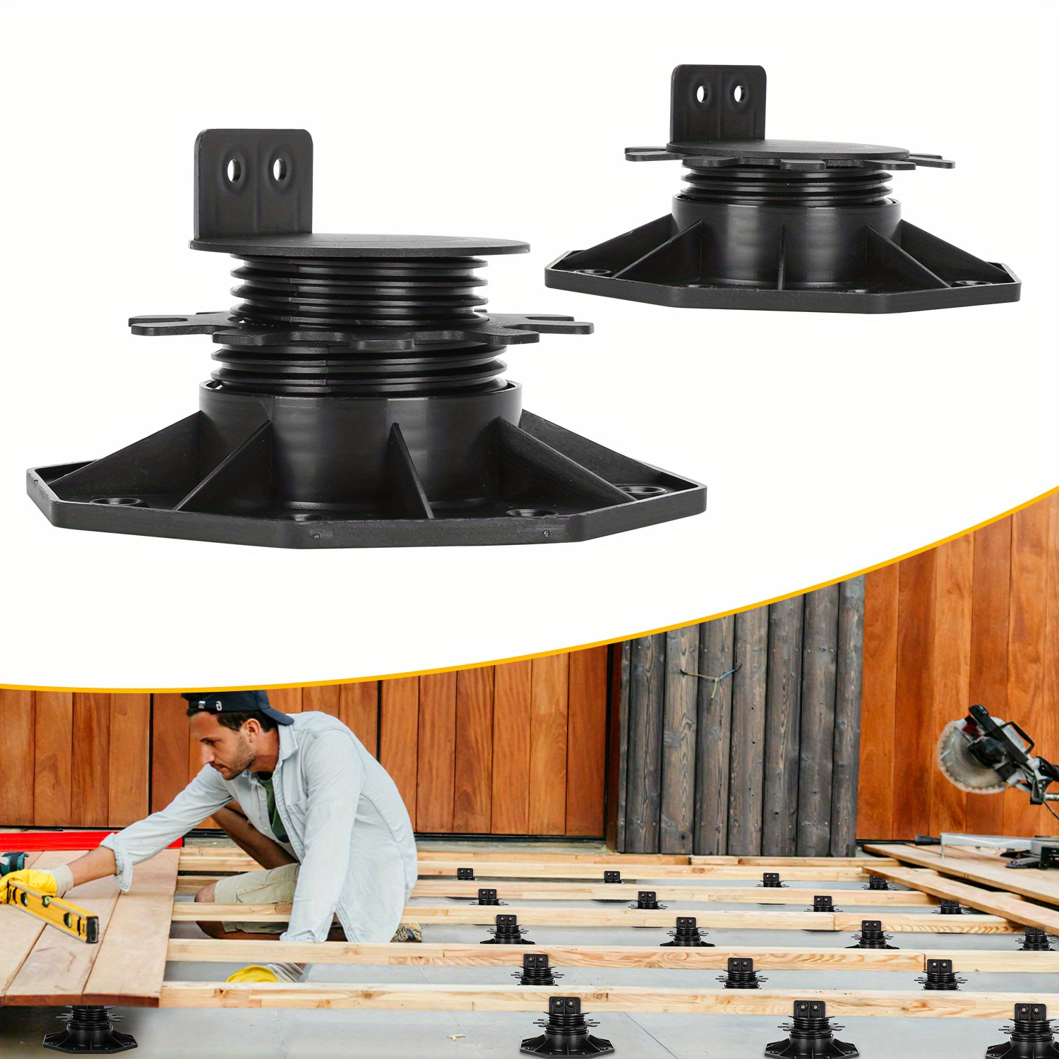 Height Adjustable Pedestal Bearings, 10pcs, Adjustable Feet, Terrace Bearings, Height Adjustable 30-60mm, Pedestal Bearings For Wpc Wood Decking, Terrace Slabs, Substructure , Plastic