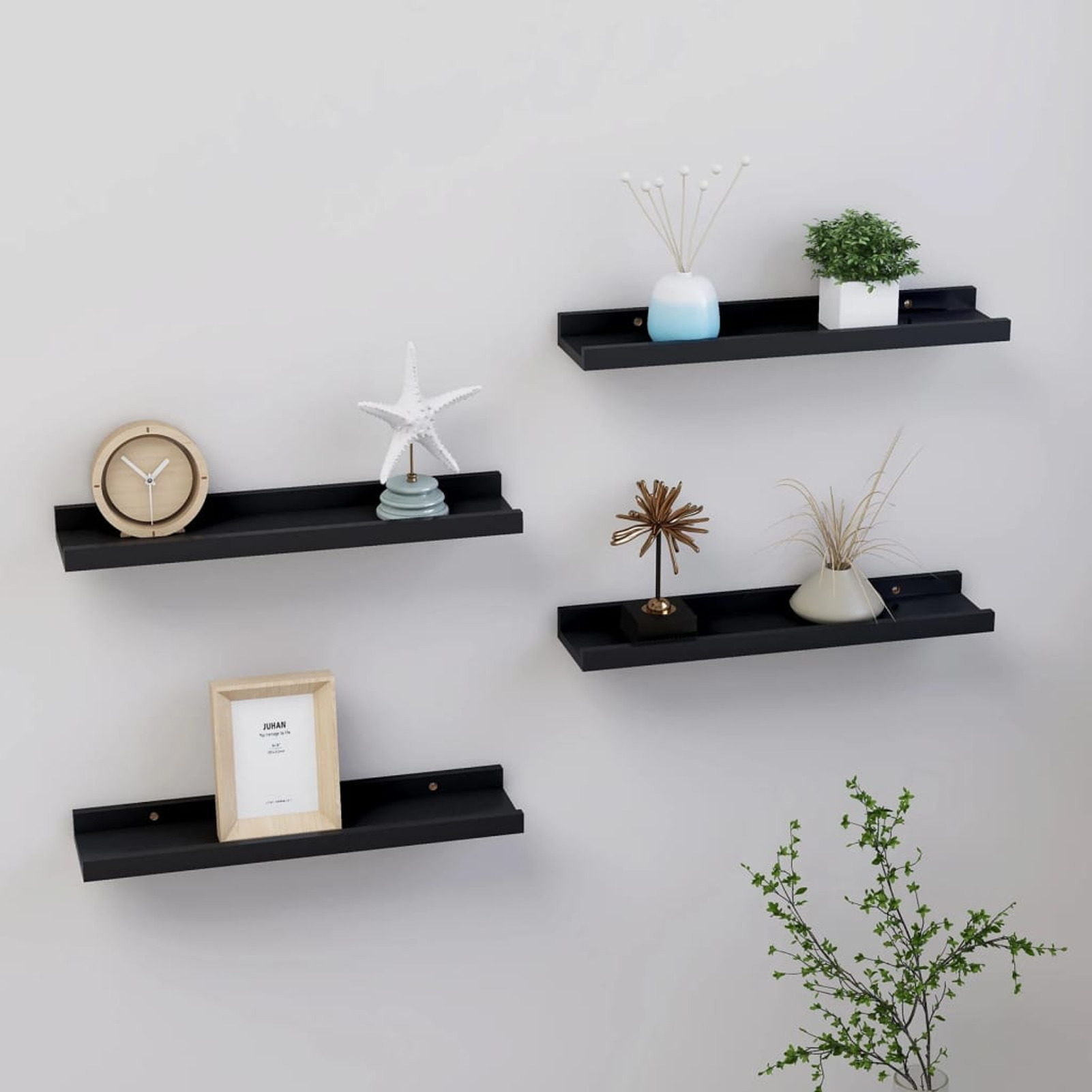 4pcs Tomshoo Floating Shelves, Wooden Wall-mounted Storage Shelves, Modern Design, For Room Types, With No Metal Pipes Included, Standing Shelf