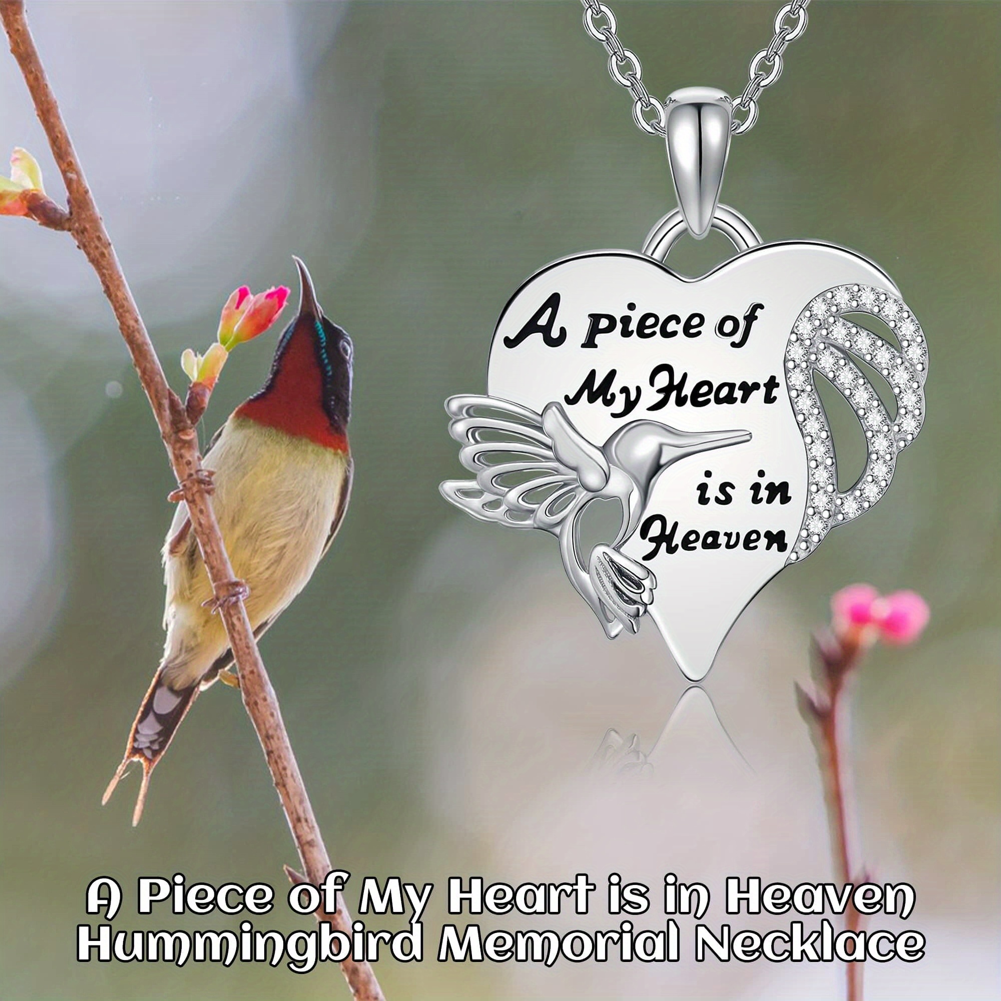 925 Sterling Silver Hummingbird Memorial Necklace