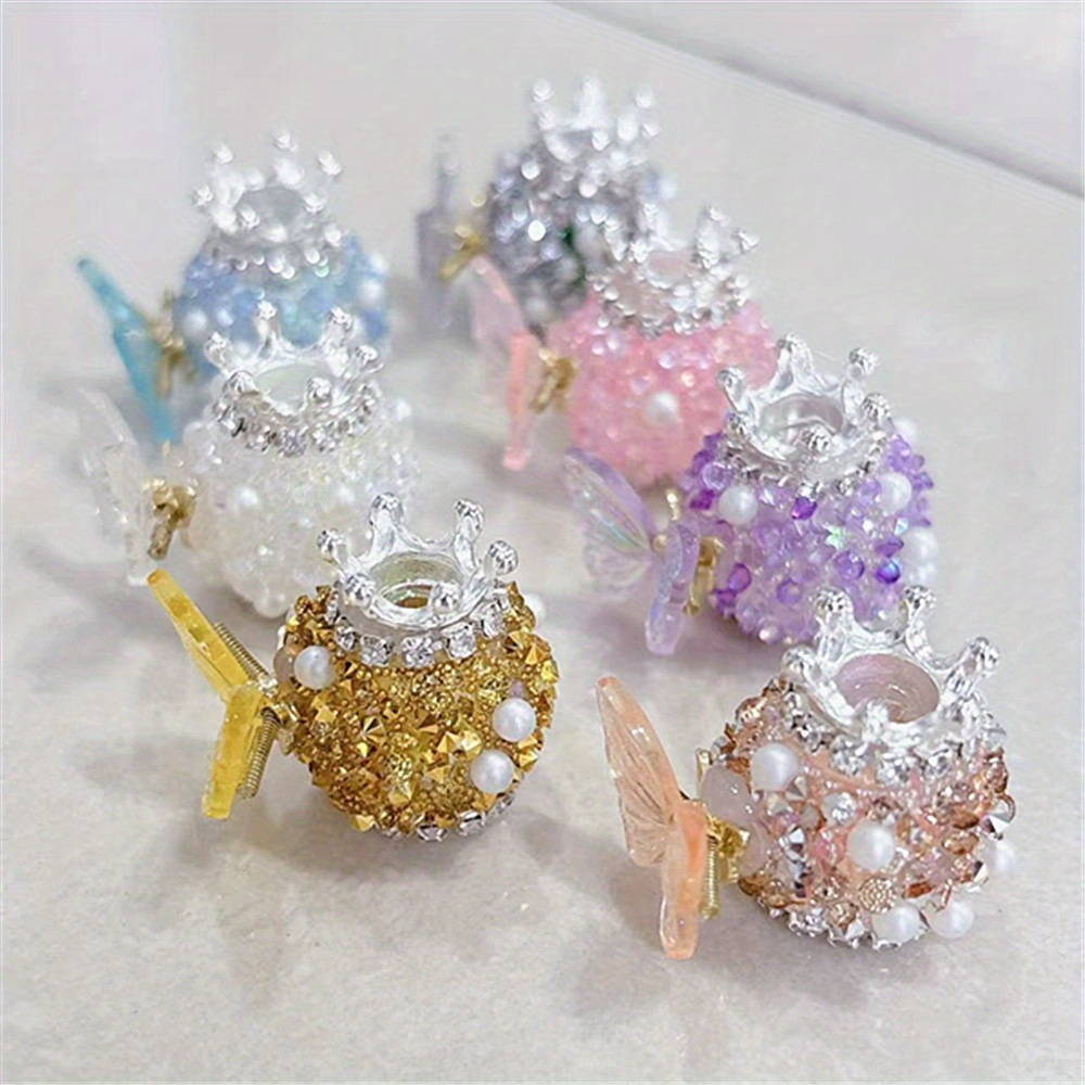 TEMU 6 Multi-colored Mixed Pack 21mm Diamond Chain Decorative Beads In A 3d Flower Ball Shape With A Sugar Glitter Texture, Featuring Pearl And ,