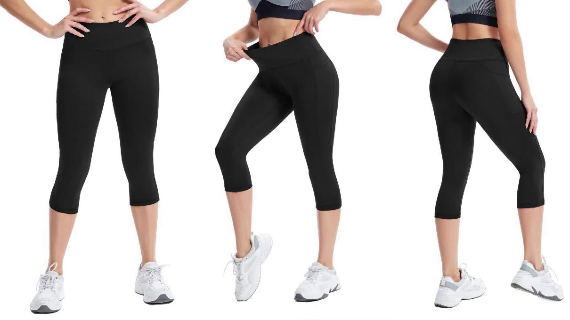 Capri Workout Leggings Pockets Women Tummy Control High - Temu