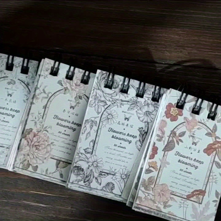 Non-repeating Coil Washi Sticker Book, Retro Flower Journal