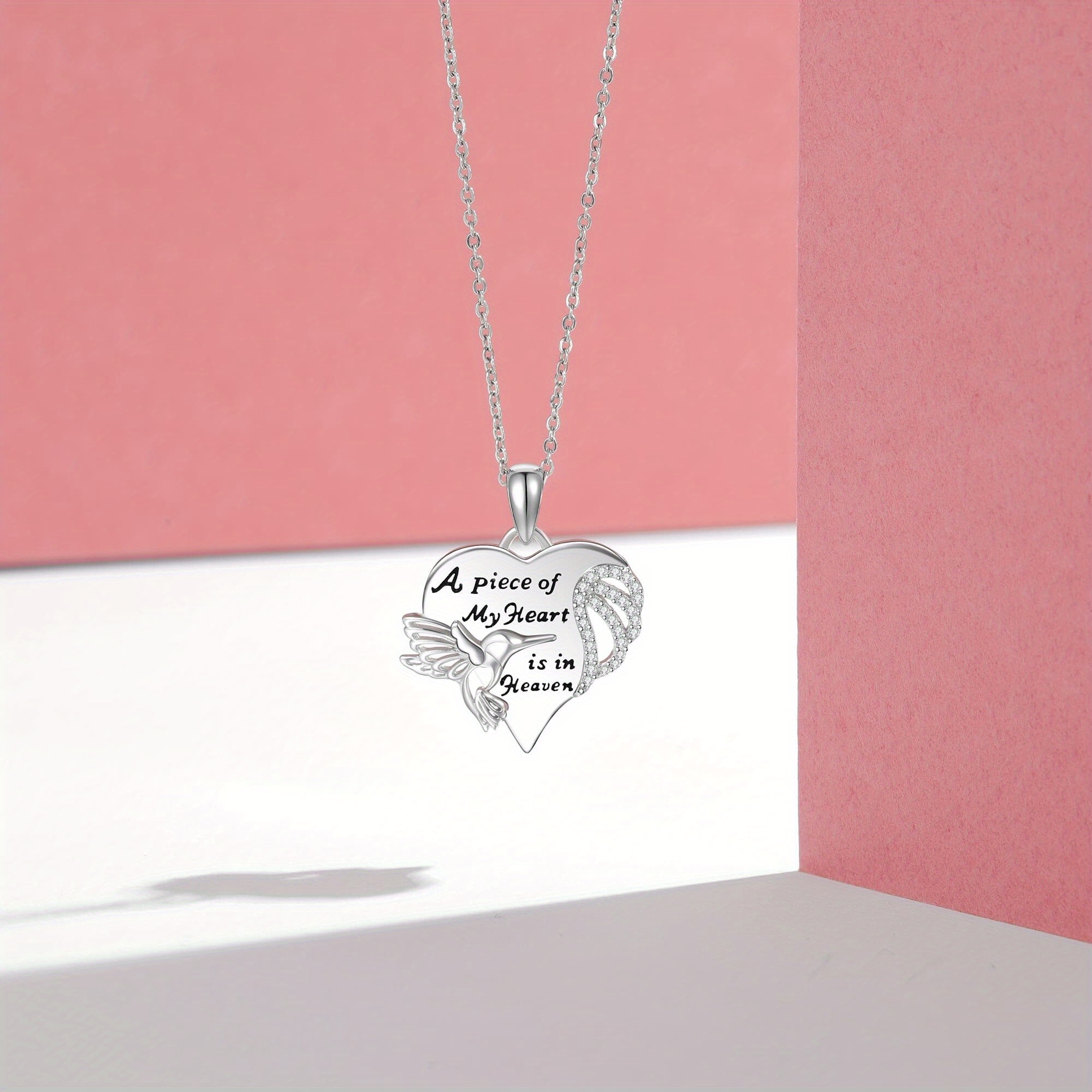 925 Sterling Silver Hummingbird Memorial Necklace