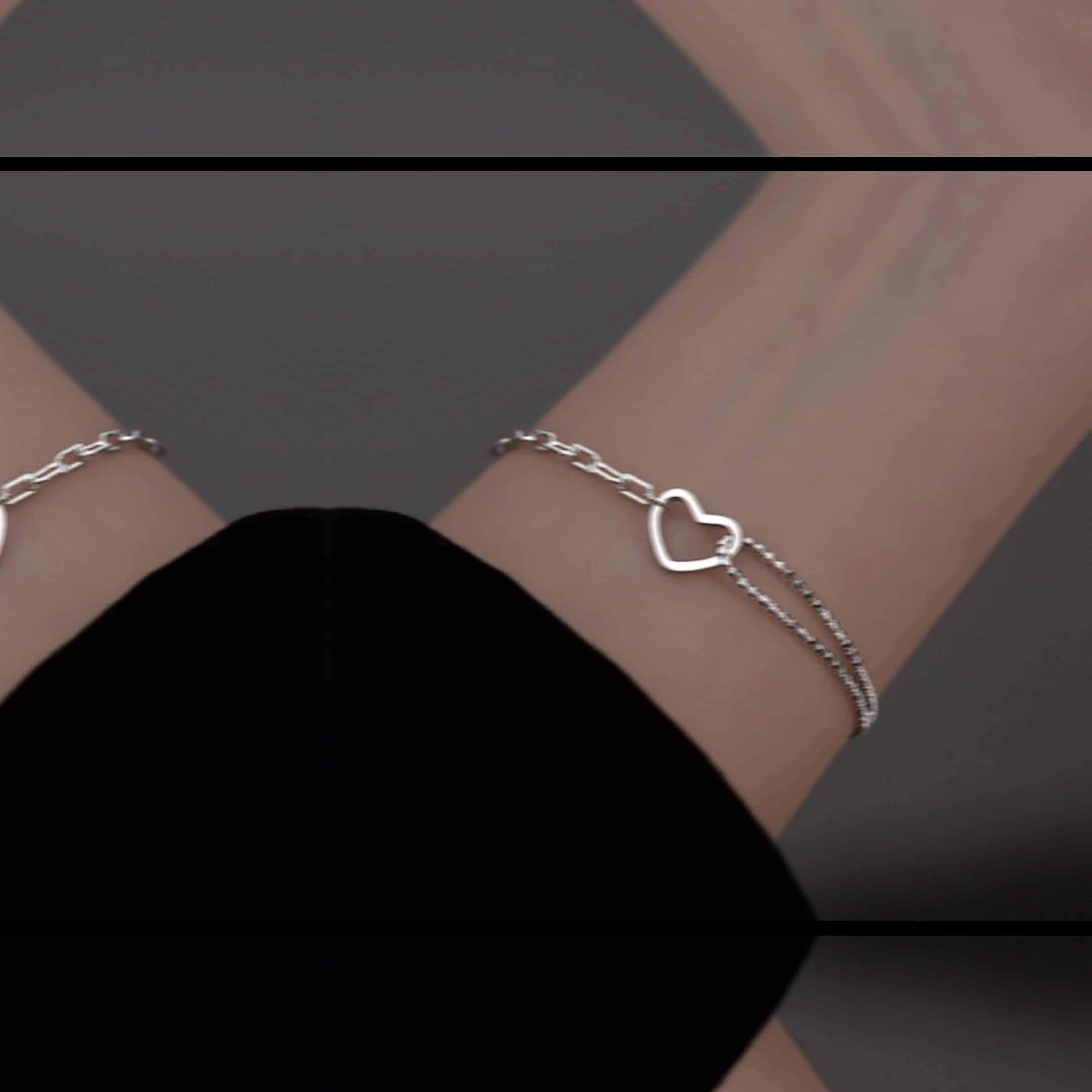 Adjustable S925 Silver Heart Bracelet for Women