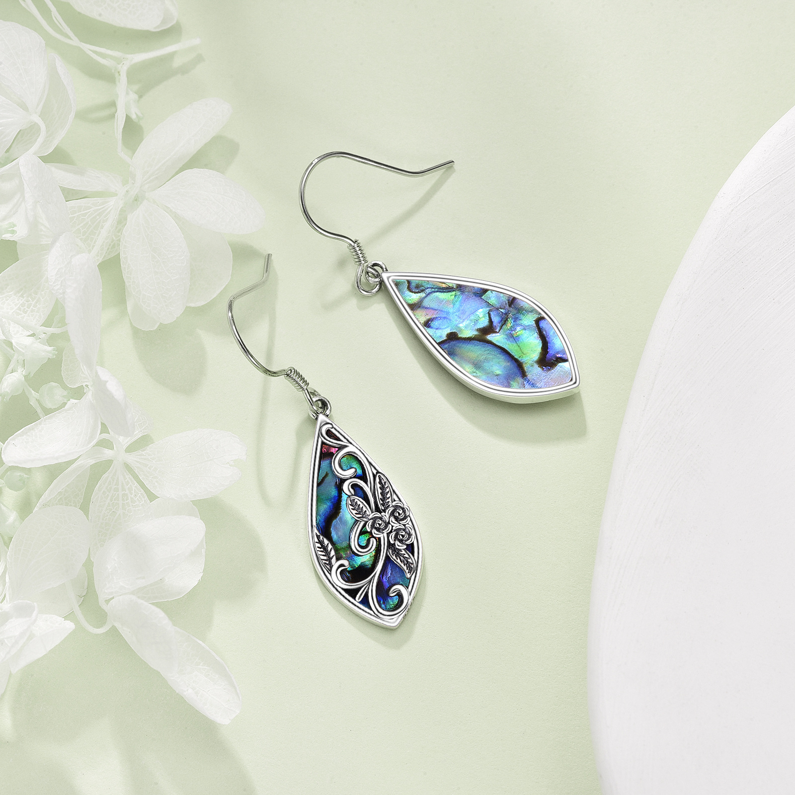 silvery earrings for women sterling silvery   earrings teardrop dangle drop   bohemia jewelry gift for women mother mom Product details 3