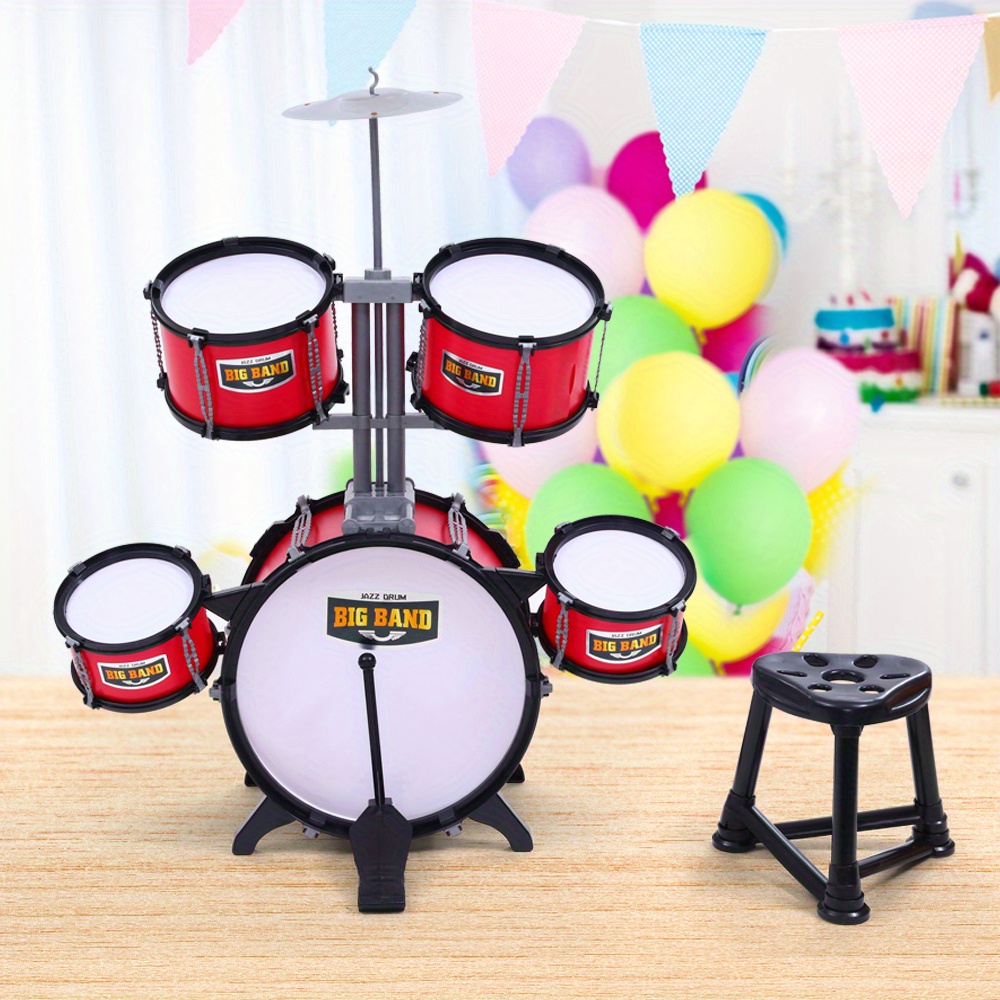 TEMU Keezi Pretend Play Drum Set Junior Drums Kit Musical Play Toys