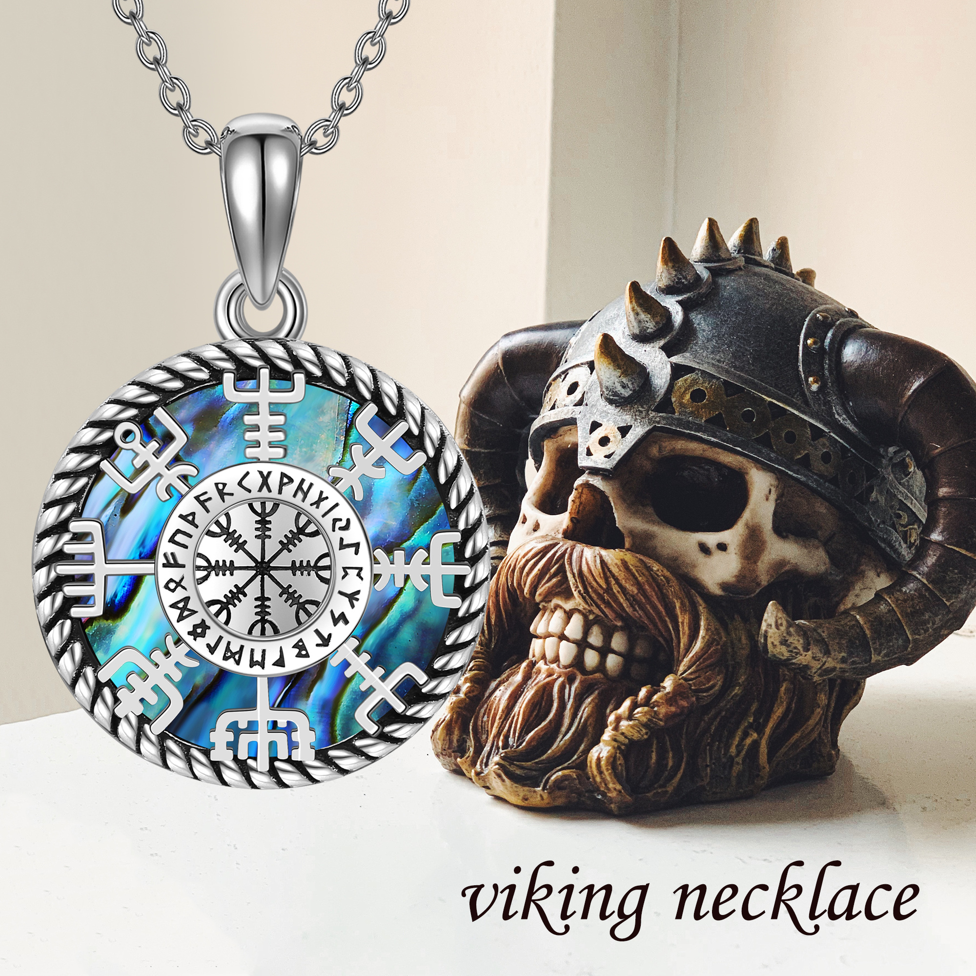 Women's 925 Sterling Silver Viking Compass Necklace