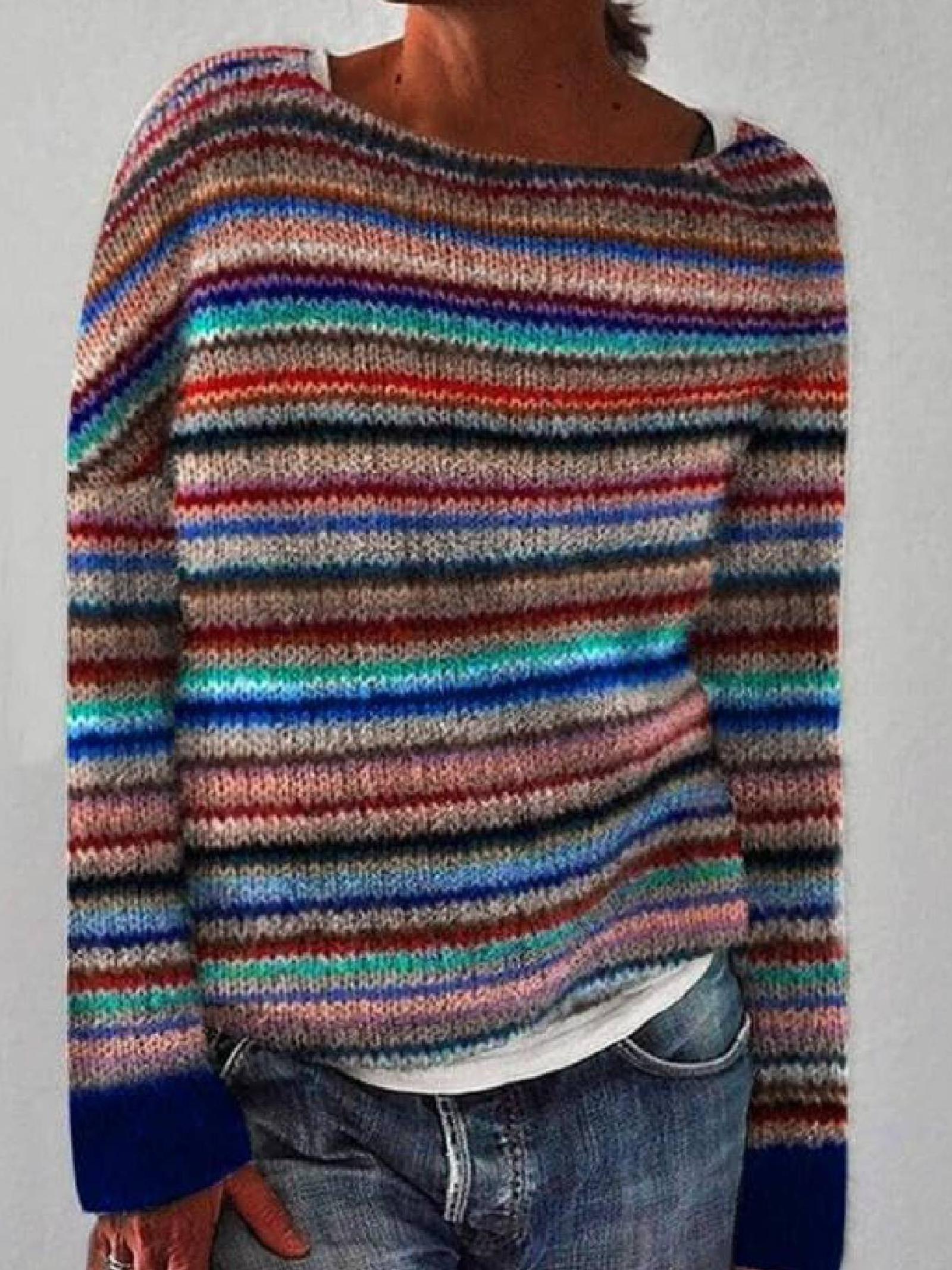 Free People Silver Reed Fair Isle Boho Oversized Pullover Sweater Top