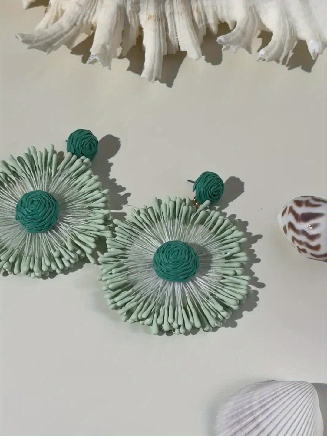 Handwoven Raffia Grass Earrings Lightweight Spring Summer Accessories