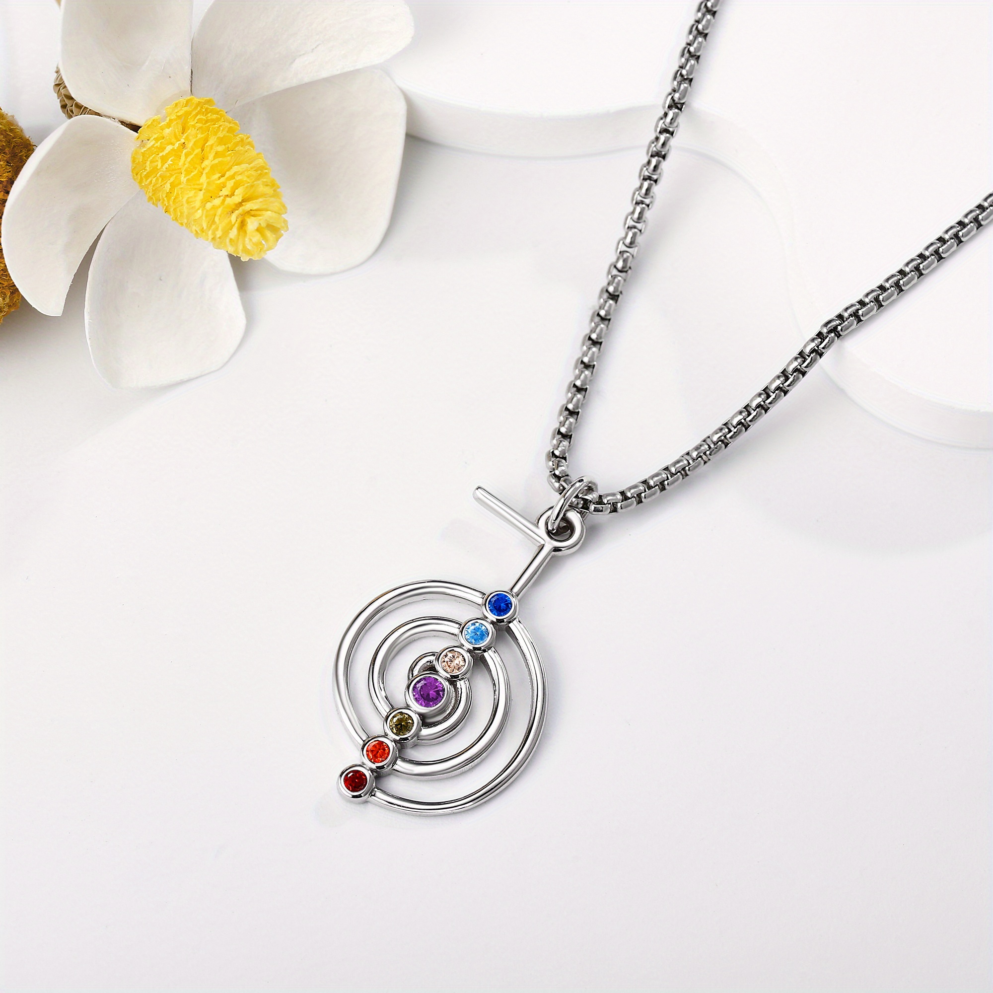 Sterling Silver Chakra Symbols Necklace