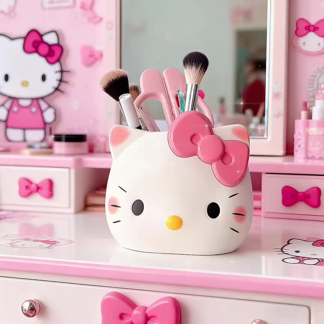 Sanrio Hello Kitty Pen Holder, a Cute Cartoon-Shaped Desktop Storage Box. This Adorable Kitty Design Multifunctional Storage Cylinder Can Hold Pens, Markers, Various Brushes 9 Sanrio Hello Kitty Pen Holder, a Cute Cartoon-Shaped Desktop Storage Box. This Adorable Kitty Design Multifunctional Storage Cylinder Can Hold Pens, Markers, Various Brushes - Image 9