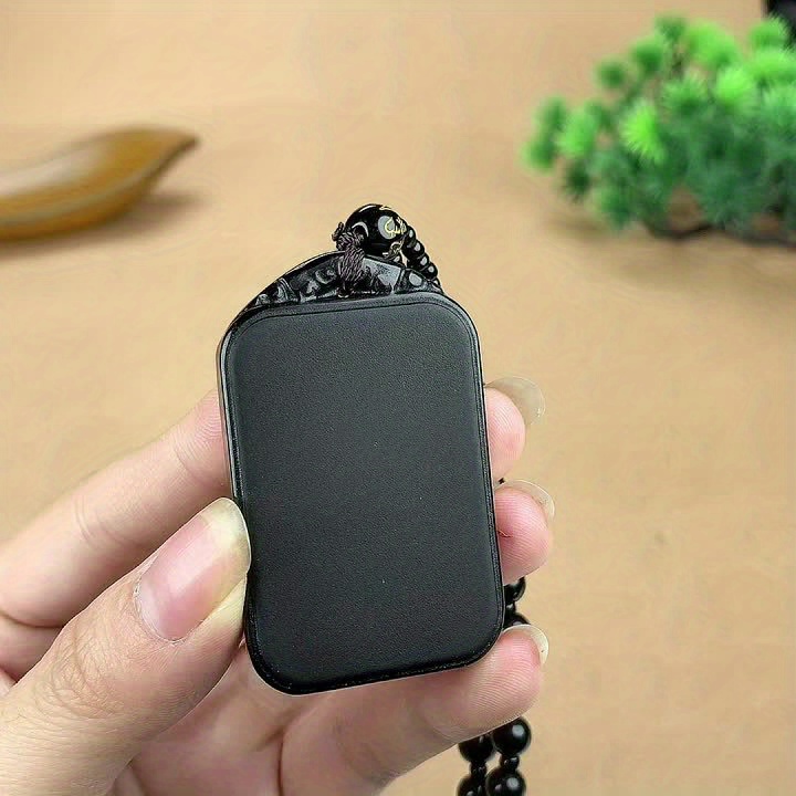 Obsidian Peace Sign Pendant Necklace, Unique Gift