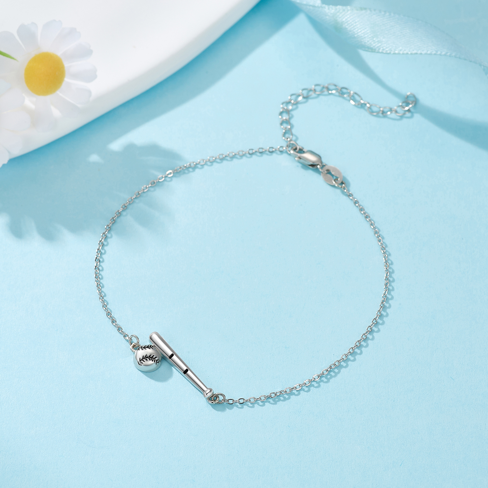 Women's 925 Sterling Silver Baseball Bracelet