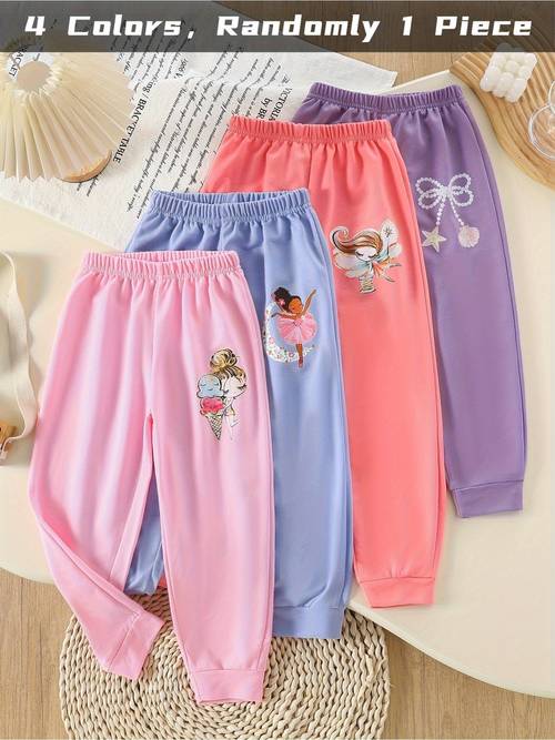 send 1pc girls sports pants fashionable cartoon cute girls bow print comfortable and breathable jogging sports pants very suitable for girls to wear outdoors all year round for outdoor