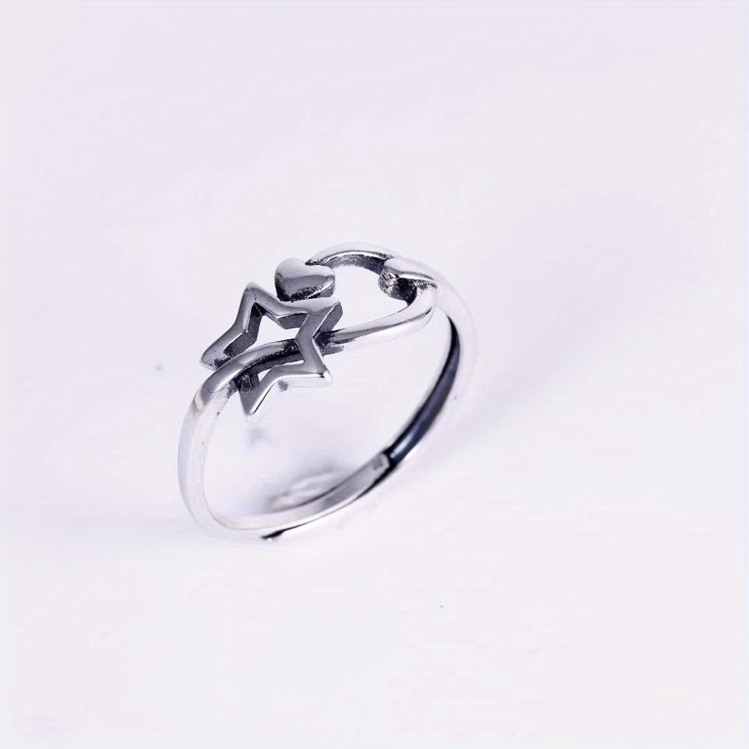 S925 Open Ring Vintage Antique Hollow Star Ring