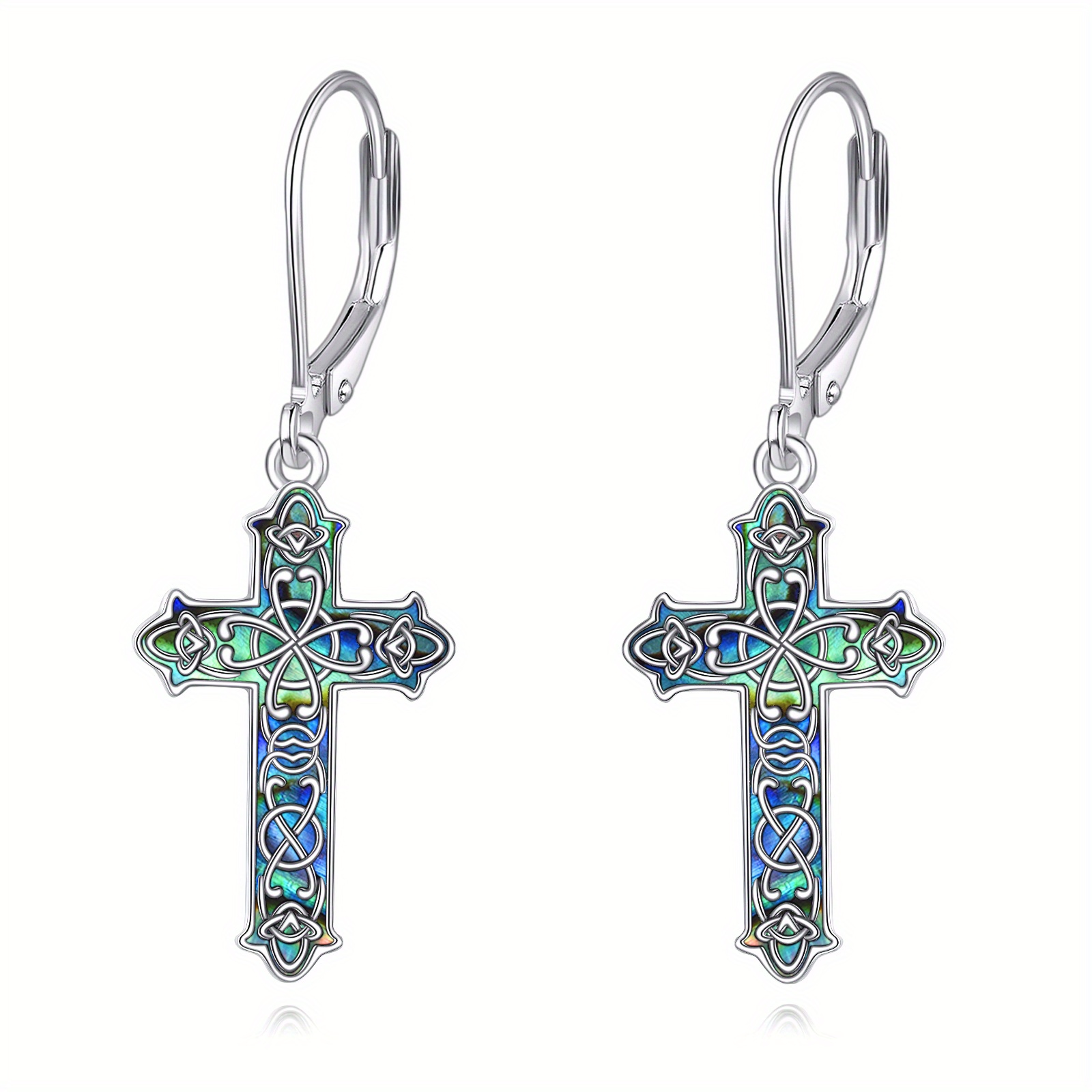 Women's Filigree Cross Dangle Earrings in 925 Sterling Silver