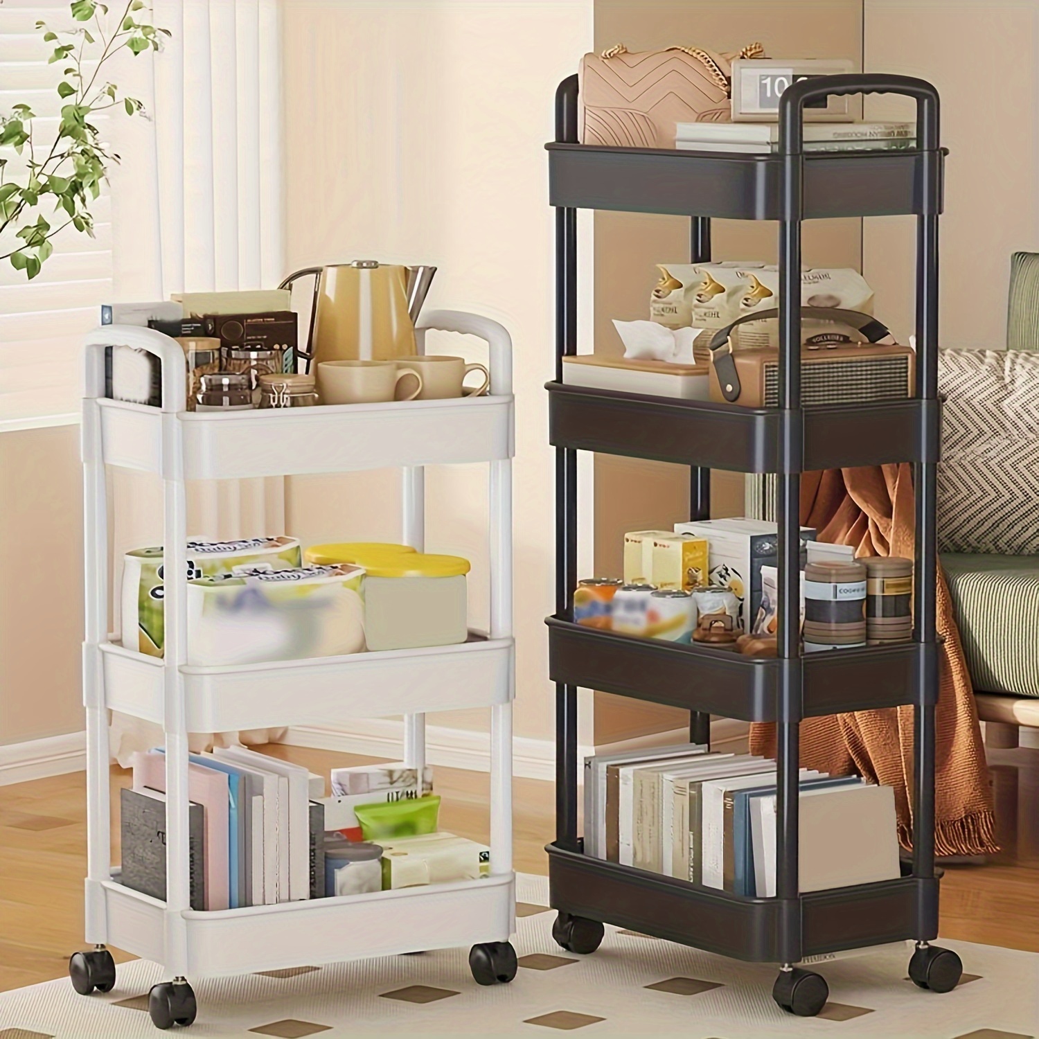 Estante de almacenamiento extraíble para escritorio, estantería lateral con  ruedas, estante colgante, carrito de comida para