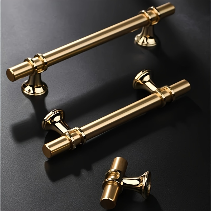 Golden Brushed Brass Cabinet Pulls Modern Solid Brass Drawer