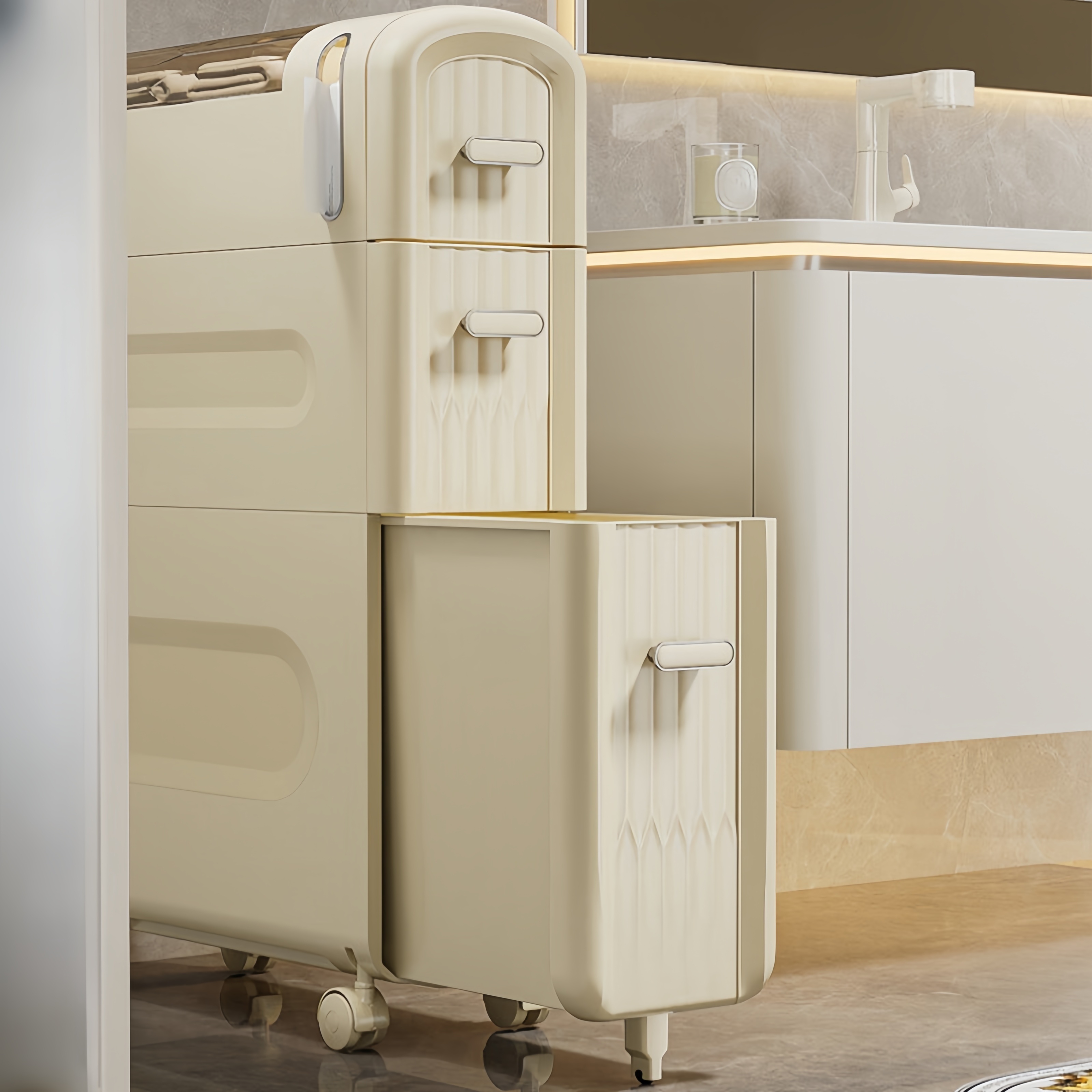 1pc Slim Storage Cart Bathroom Gap Cabinet Shelf Floor Mount Bathroom  Storage Rack Drawer Type Multi Layer … in 2023