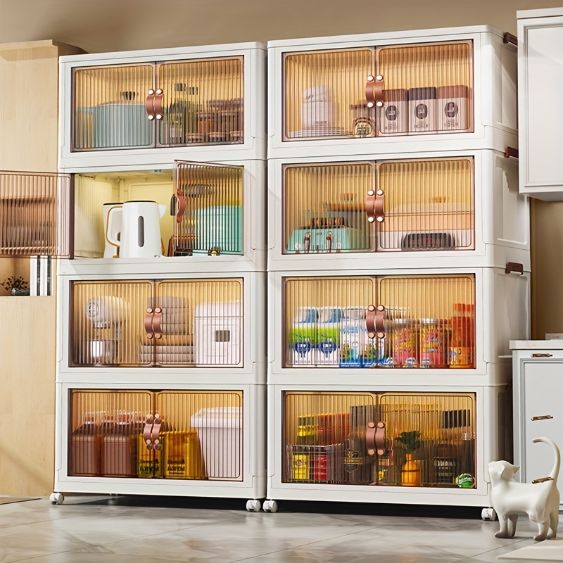 Estante de almacenamiento de cocina para suelo, armario con puerta  multicapa para condime…