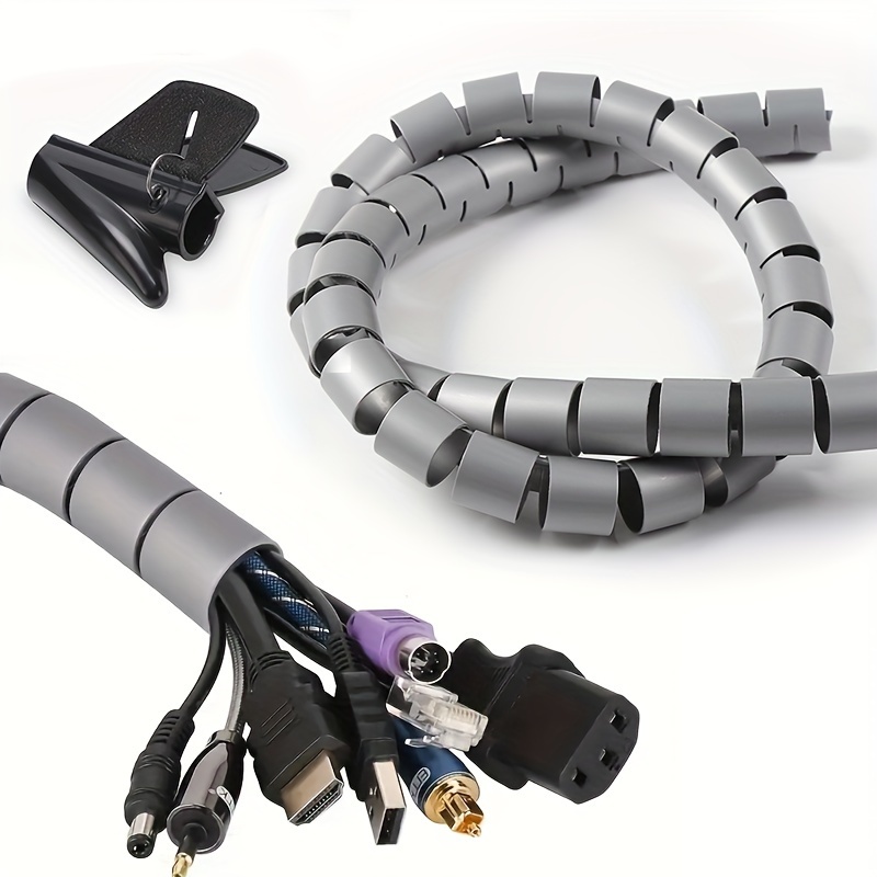 Kit de organización de cables, canaleta de cables de acero inoxidable,  sistema corrector de cable de montaje en pared, cubierta de cable de TV  para