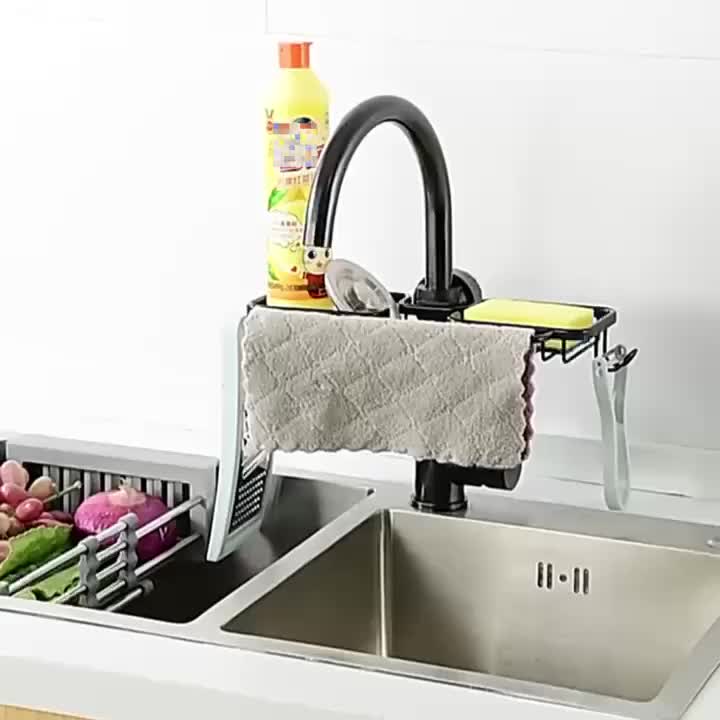 Multi-purpose Faucet Sponge Holder With Hook - Kitchen And Bathroom  Organizer For Dish Washing, Shampoo, Brushes, And More - Easy To Install  And Convenient To Use - Temu