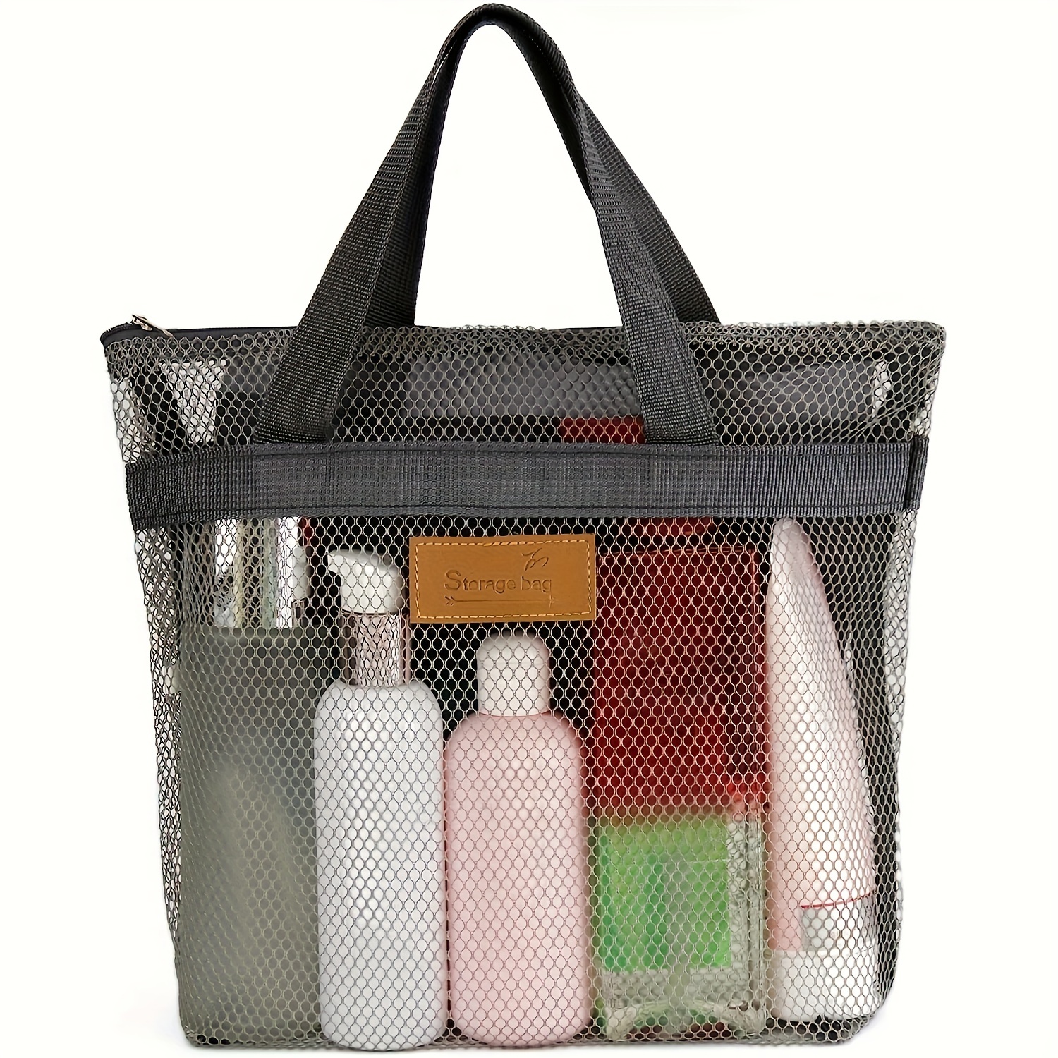 Shower Caddy Tote Mesh Organizer Bag Pockets Black & Pink Dorm Travel Craft  NEW