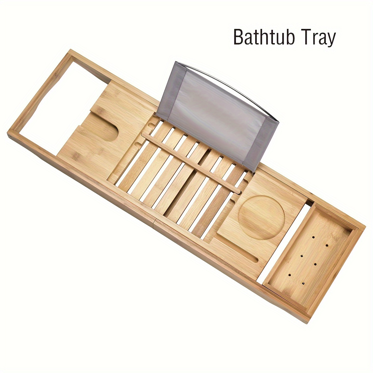 Bandeja de bambú extensible para bañera, estante organizador de madera para  baño, libro, vino, soporte para tableta, estante de lectura - AliExpress