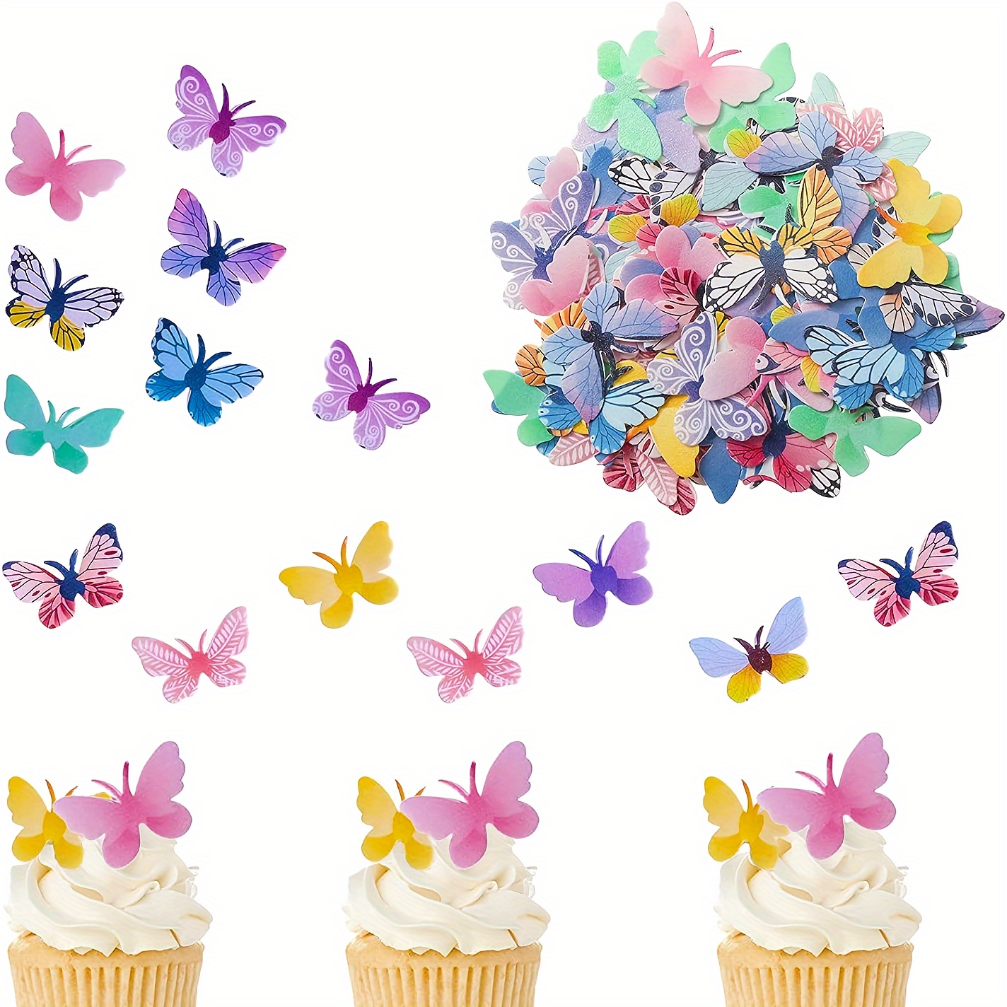 Cake Topper Edible Flowers Butterflies Cupcake Toppers - Temu