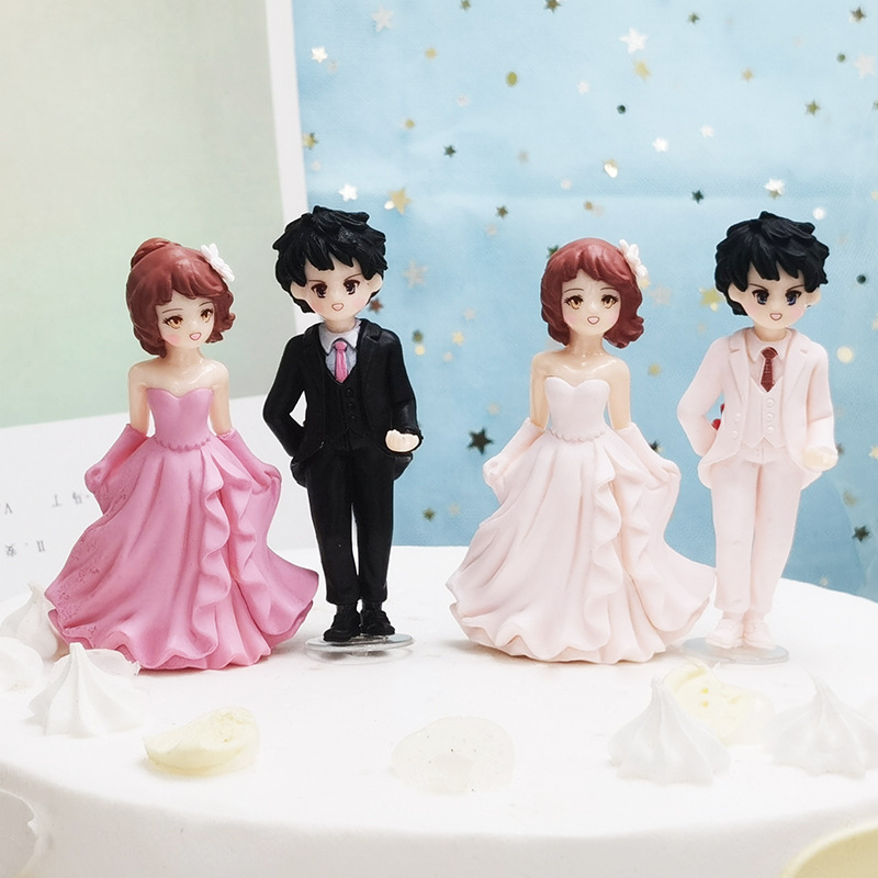 Cake Topper Torta Matrimonio Ballo Dipinto a mano Tango Cake topper couple  Dancing Bride And Groom Figurine -  Italia