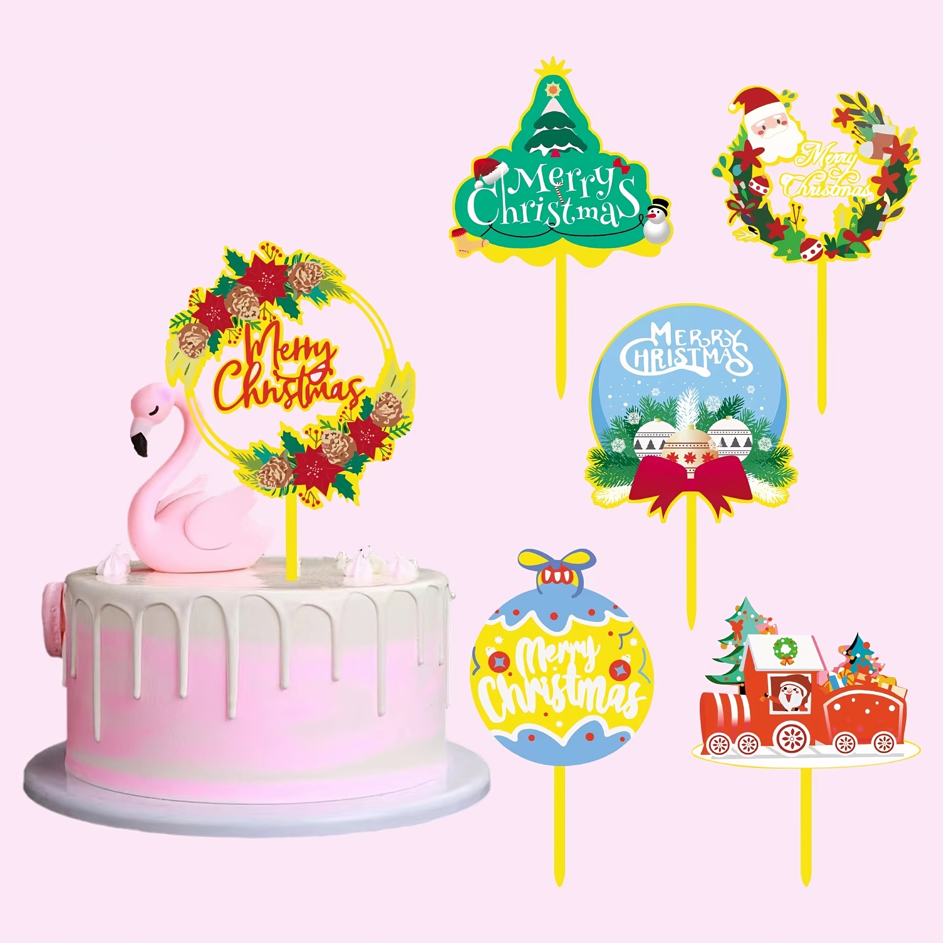 Christmas Cake Top Set Deer Leaf And Grass Ring Decorations - Temu